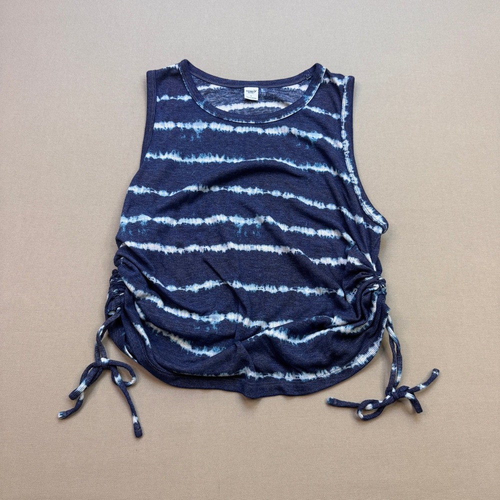 Old Navy Active Tie Dye Cinched Side Tank Top Blue White Sleeveless L